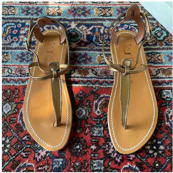 K. Jacques Bronze Buffon Grecian T-Strap Sandals 40 NWT - Picture 2 of 8